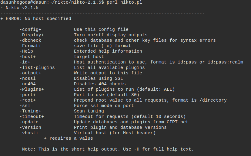 Nikto - Help